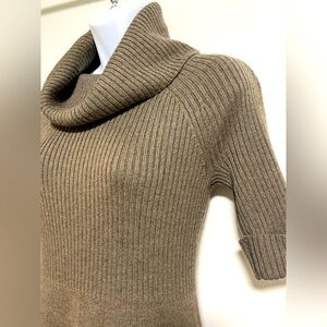 Ann Taylor Loft Womens Sheath Sweater Dress Wool Blend Short Sleeve Beige Size S